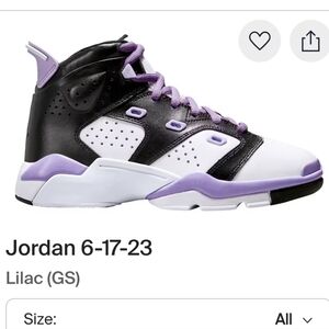 Air Jordan 6-17-23 (GS) Lilac Boys 6.5Y Girls 8 EUC